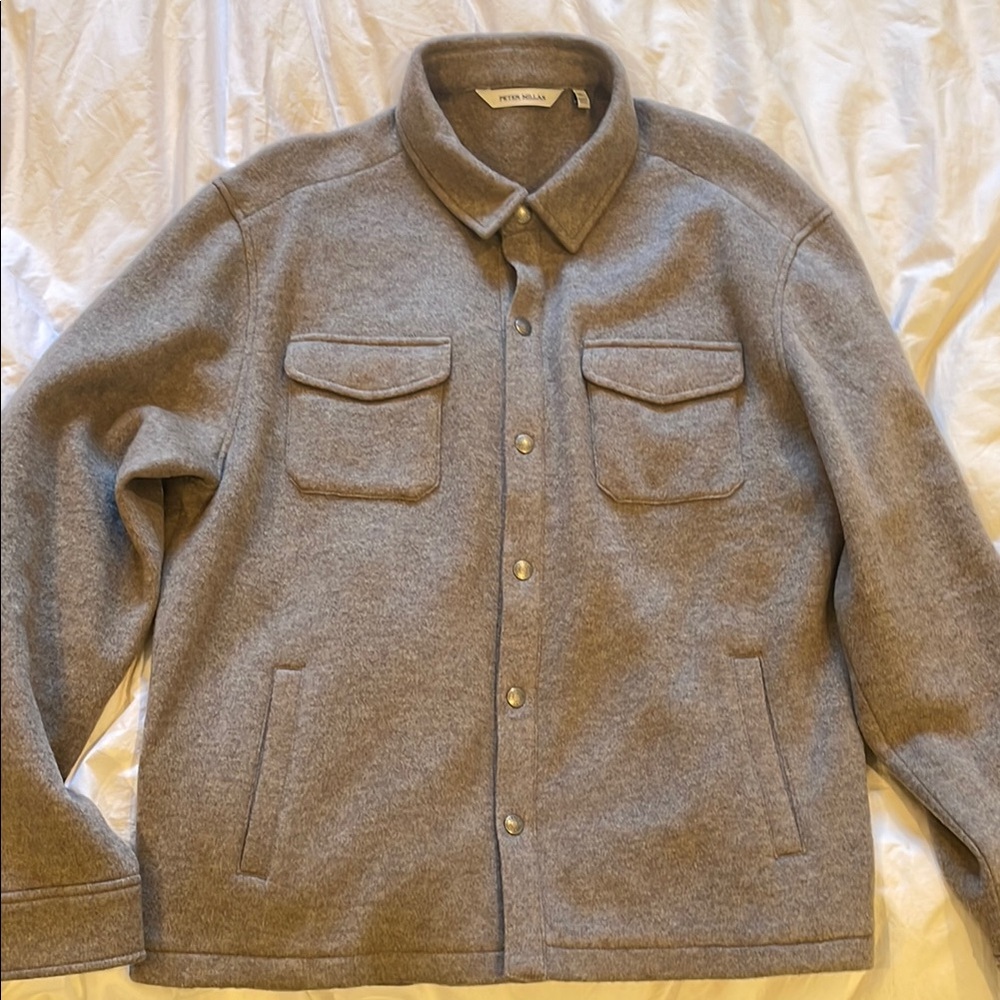 Peter Millar Gray Crown Fleece Shirt Jacket